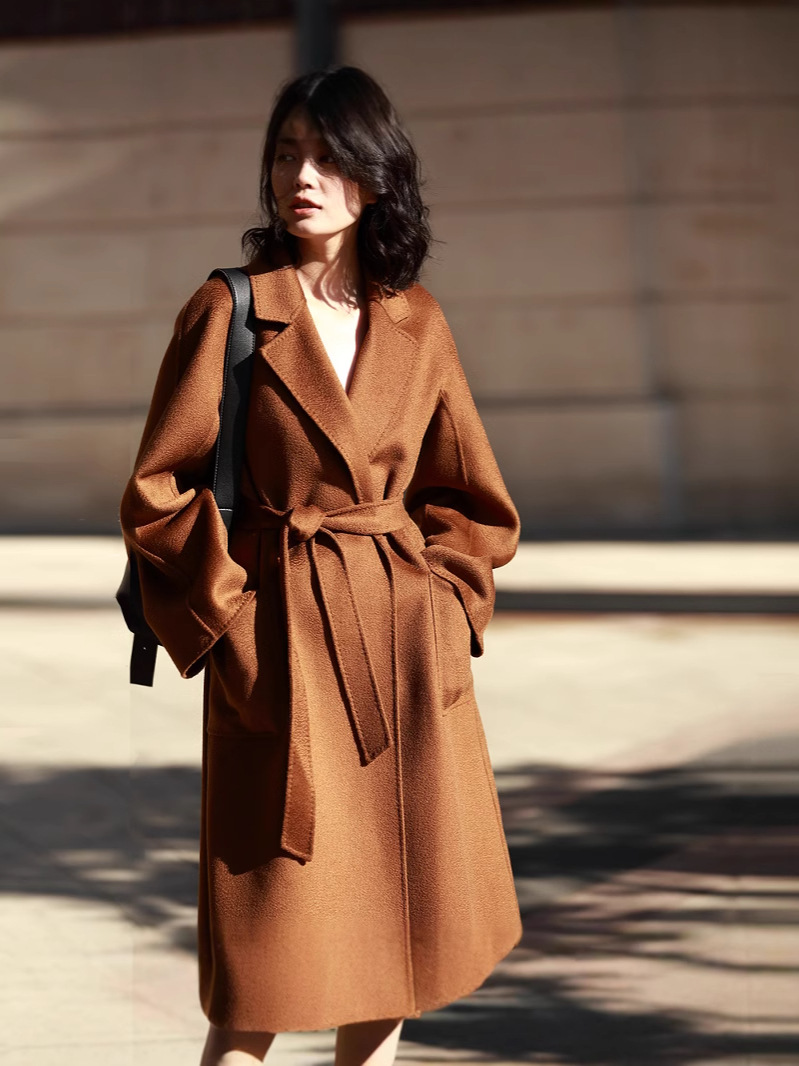 Abrigo de Lana de Doble Cara para Mujer 7202 de Lana y Cachemira, Hecho a Mano, para Otoño e Invierno