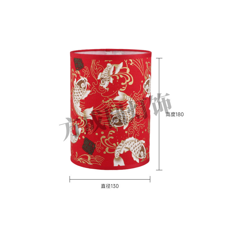 Nuevo producto Pantalla de lámpara de tela Patrón de impresión rojo chino Lámpara de escritorio de dormitorio Lámpara de pared Lámpara de pie Pantalla redonda