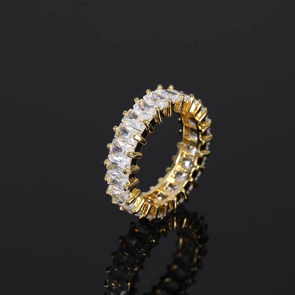 European And American 6mm Single Row T Cubic Zirconia Real Gold Plated Personalized Design Hip Hop Unisex Couple Ring_voghion.com