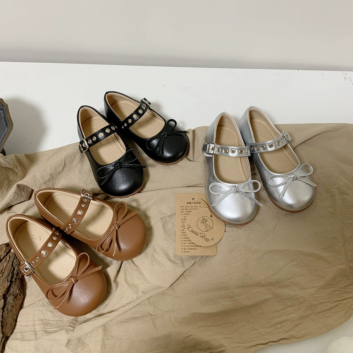 Обувь принцессы для девочек весной и осенью новая корейская версия бантика