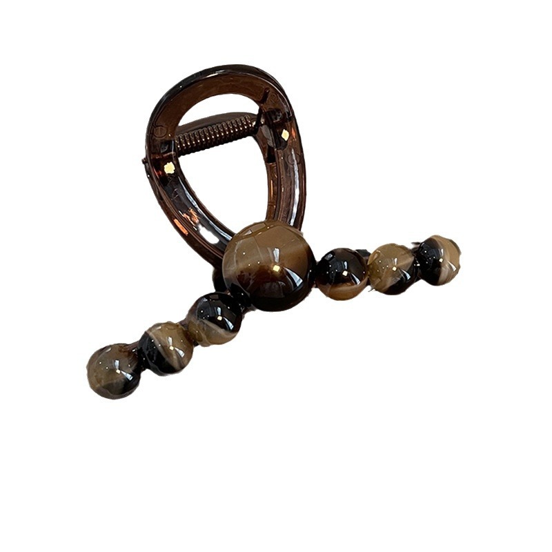 Carpeta de agarre de palabra redonda de color café, clip de tiburón de pelo de disco de alta gama retro, personalidad simple y de moda, nueva horquilla, accesorios para el cabello