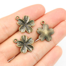 合金古铜色花朵吊坠DIY饰品配件项链手链挂件 21x17mm 1.7g