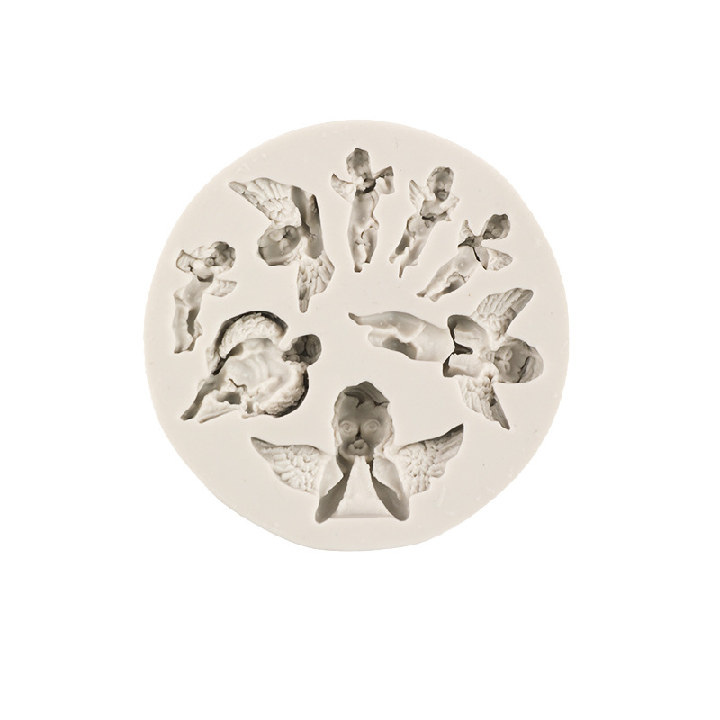 Ángel sirena comida y juego pastel año tras año bebé troyano decorativo pastel de hornear molde de silicona líquida