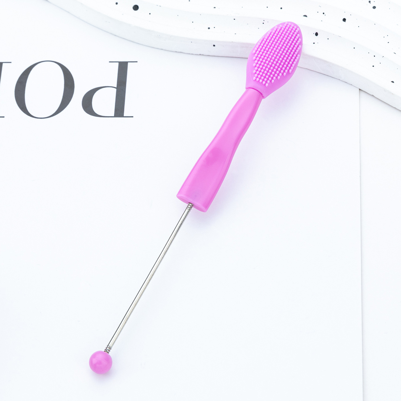 DIY beaded silicona cepillo labial cepillo de cabeza negra cepillo de nariz cepillo de nariz doble cepillo multifuncional cepillo labial lavado cepillo de nariz al por mayor