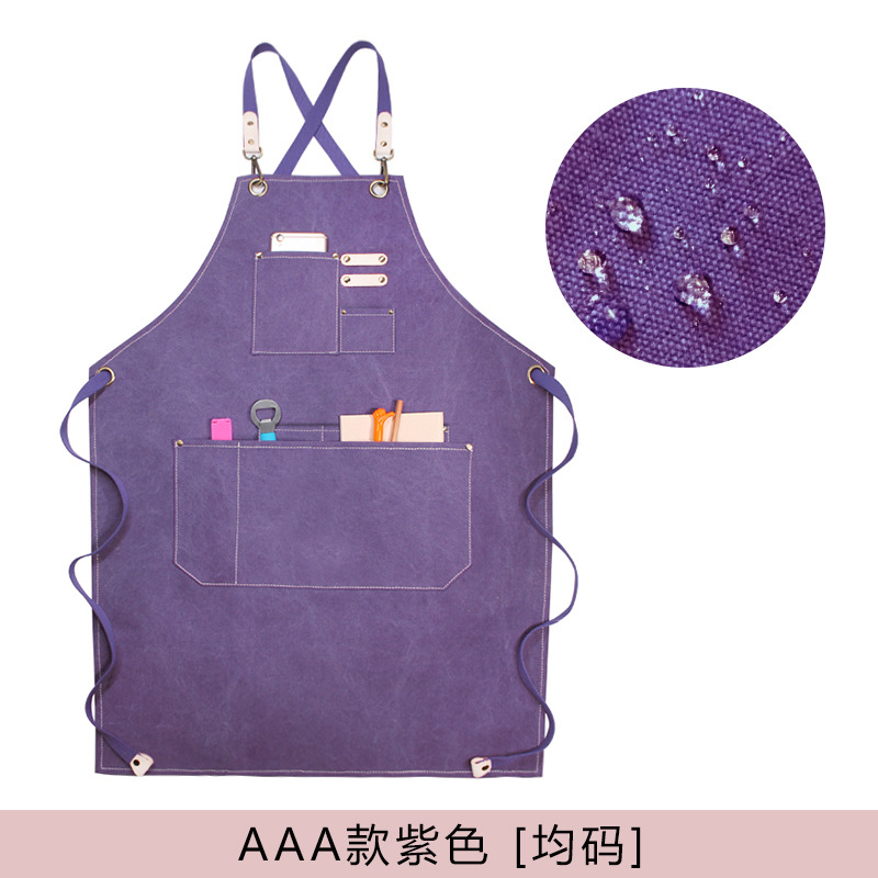 Amazon engrosada lienzo delantal logotipo personalizado leche té tienda bar chef peluquería guardapolvos delantal al por mayor