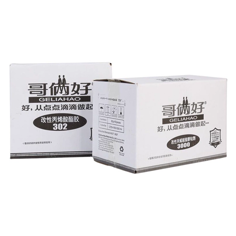 Оптовая продажа коробок клея Ge Lianghao AB 302, модифицированный акриловый сварочный клей, быстросохнущий клей для металла и ПВХ, клей AB