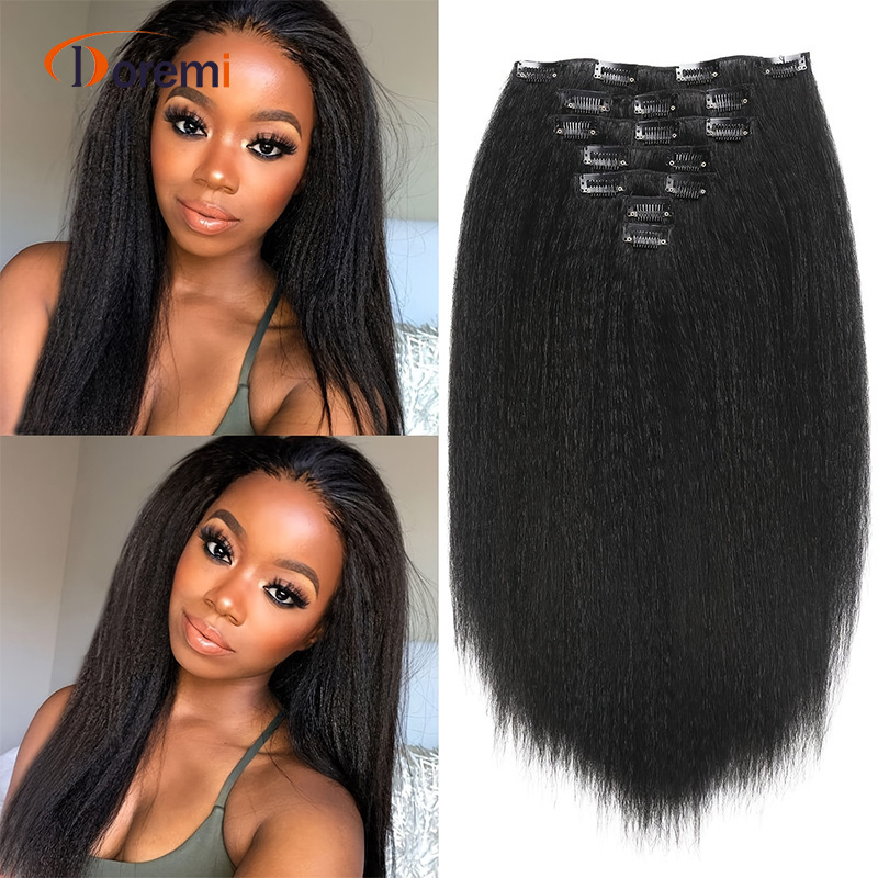 Card Hair Wig Piece Jacques African Women's Long Straight Hair 16 Card 7 Piece Set Yaki Kinky Straight Cross Border