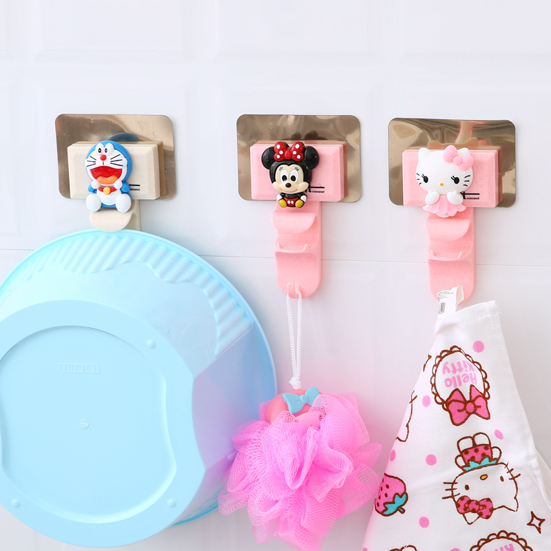 Cartoon cute bathroom washbasin storage rack punch-free strong adhesive wall-mounted multifunctional towel hook Cartoon cute bathroom washbasin storage rack punch-free strong adhesive wall-mounted multifunctional towel hook