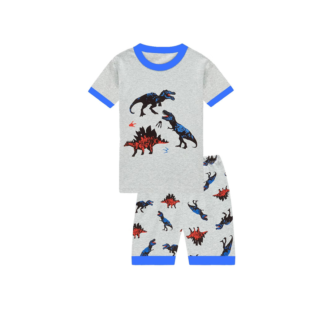 A set of hair AliExpress foreign trade summer new dinosaur boy's home clothes short sleeve shorts suit children's cotton