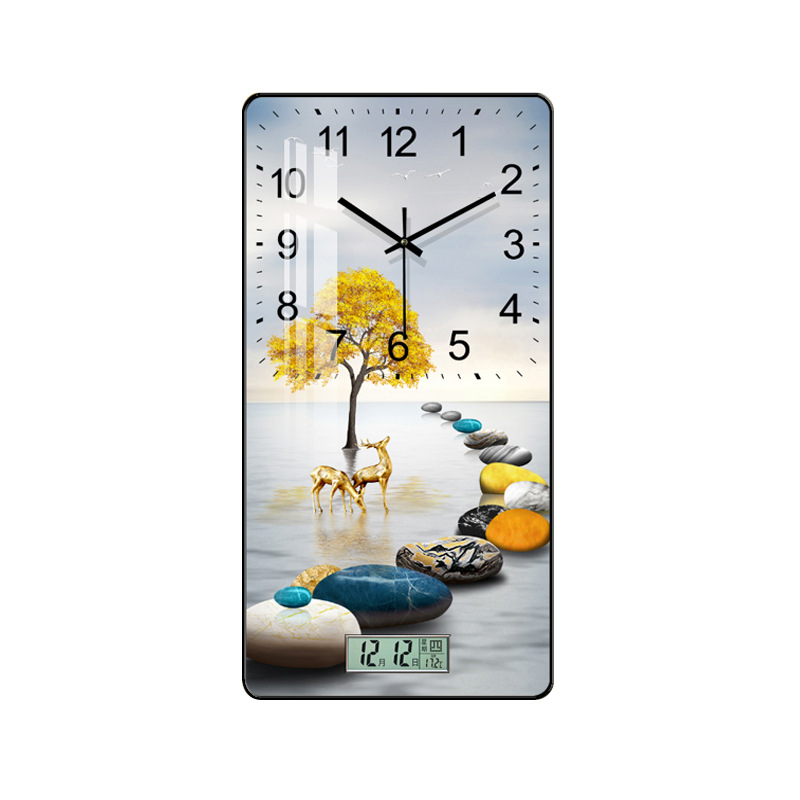 현대 간단한 시계 벽 시계 거실 유행 조용한 홈 2024 새로운 인터넷 연예인 시계 벽 시계 스트랩 즉시 재미