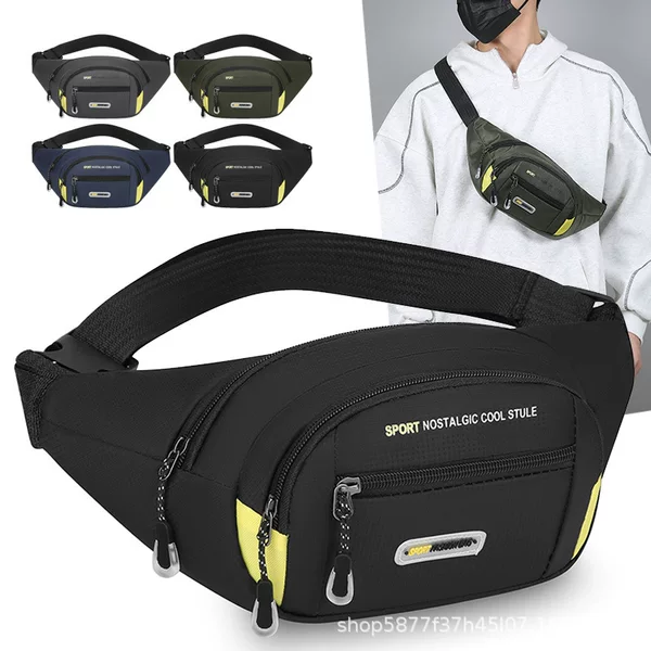 Multifunctional Outdoor Sports Waist Bag for Men, Large Capacity, Multi-Layered Crossbody Shoulder Bag, Thickened Oxford Cloth, Fashionable Chest Bag