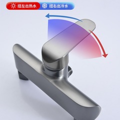 槍灰色簡易淋浴花灑套裝全銅家用酒店賓館洗澡淋雨龍頭升降杆套裝