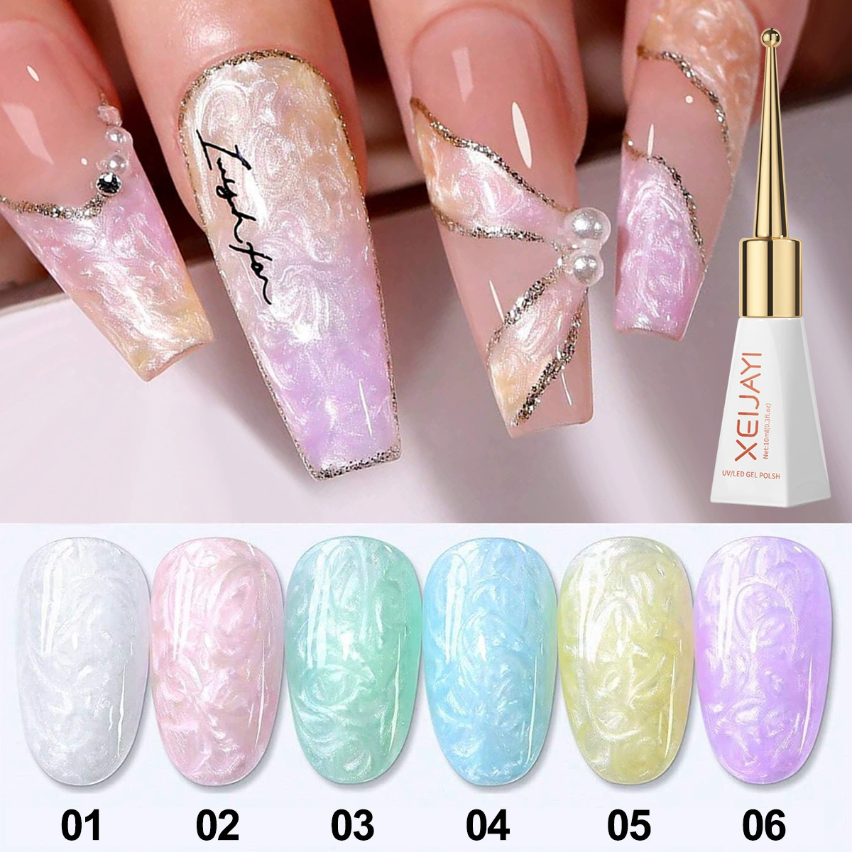 Новый резьбовой моллюсков лак для ногтей жемчуг