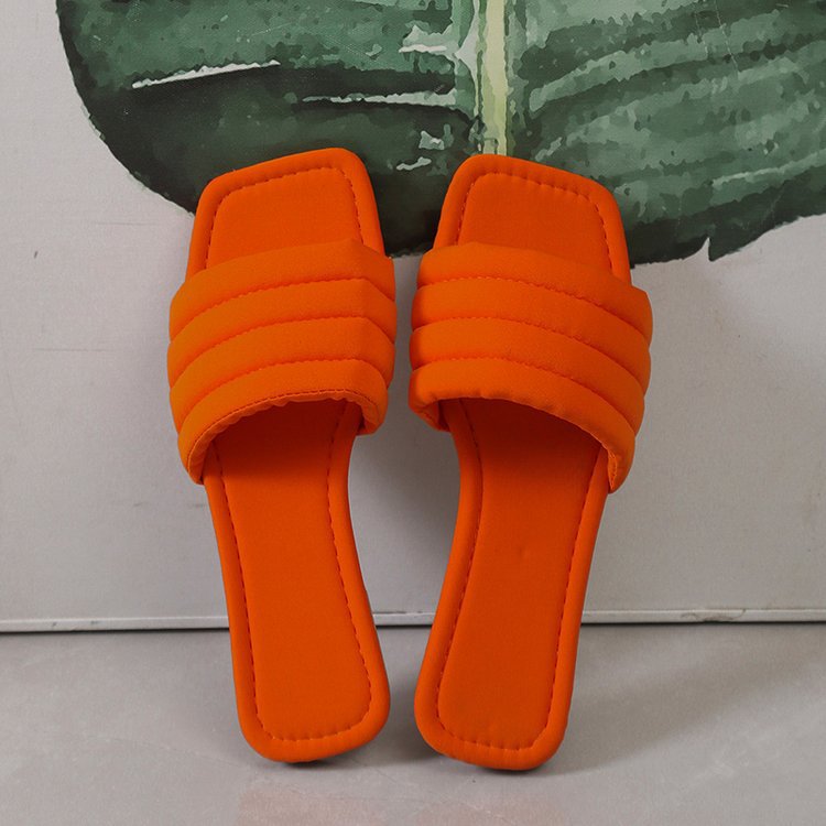 Women's Ladies Slides Indoor Leather Fabric Waterproof Non-Slip Flip Flops_voghion.com