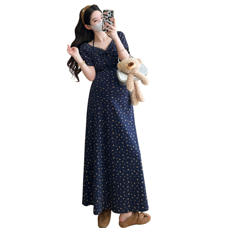妊婦服のワンピース2025夏の新型ファッション純欲風の中の長さはやせています。