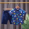 Shirt suitable for men and women girl's, cartoon set for boys, with short sleeve, Korean style, with little bears, wholesale