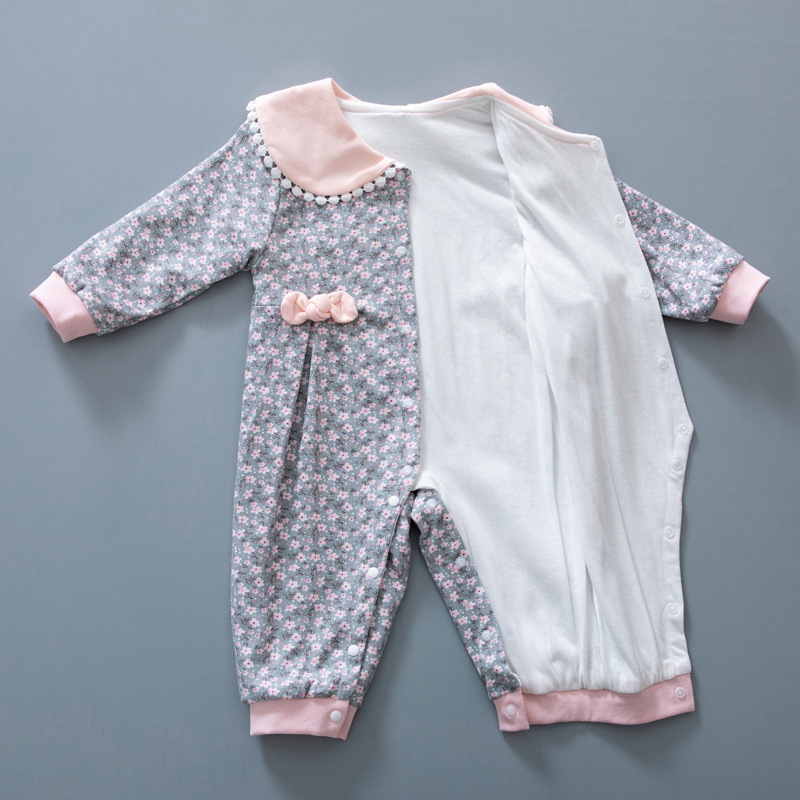 Estilo Occidental recién nacido ropa de bebé Primavera de manga larga mameluco Delgado princesa bebé niña mono primavera y otoño mameluco