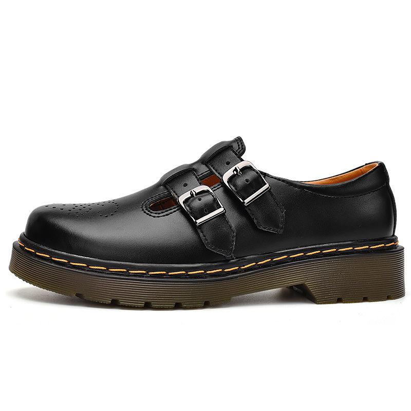 春季时尚玛丽珍鞋1463低帮马丁鞋女款英伦风方扣复古休闲松糕鞋女
