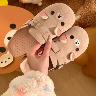 Rilakkuma Birkenstock Shoes Half Slippers Women's 2025 Spring New Birkenstock Shoes Thick-Soled Retro Half-Toe Shoes