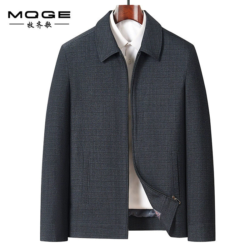 Мужская весенняя и осенняя куртка среднего возраста бизнес-повседневный папа с лацканным воротником куртка на молнии