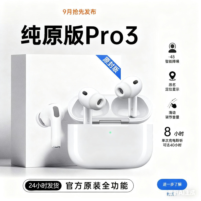 新一代华强北AirPro3蓝牙耳机无线2025新正品原装降噪心率检测|undefined