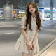 Puff Sleeve French Dress Summer polo Collar Slim Shirt A- line Short Skirt Trendy Girl Dress