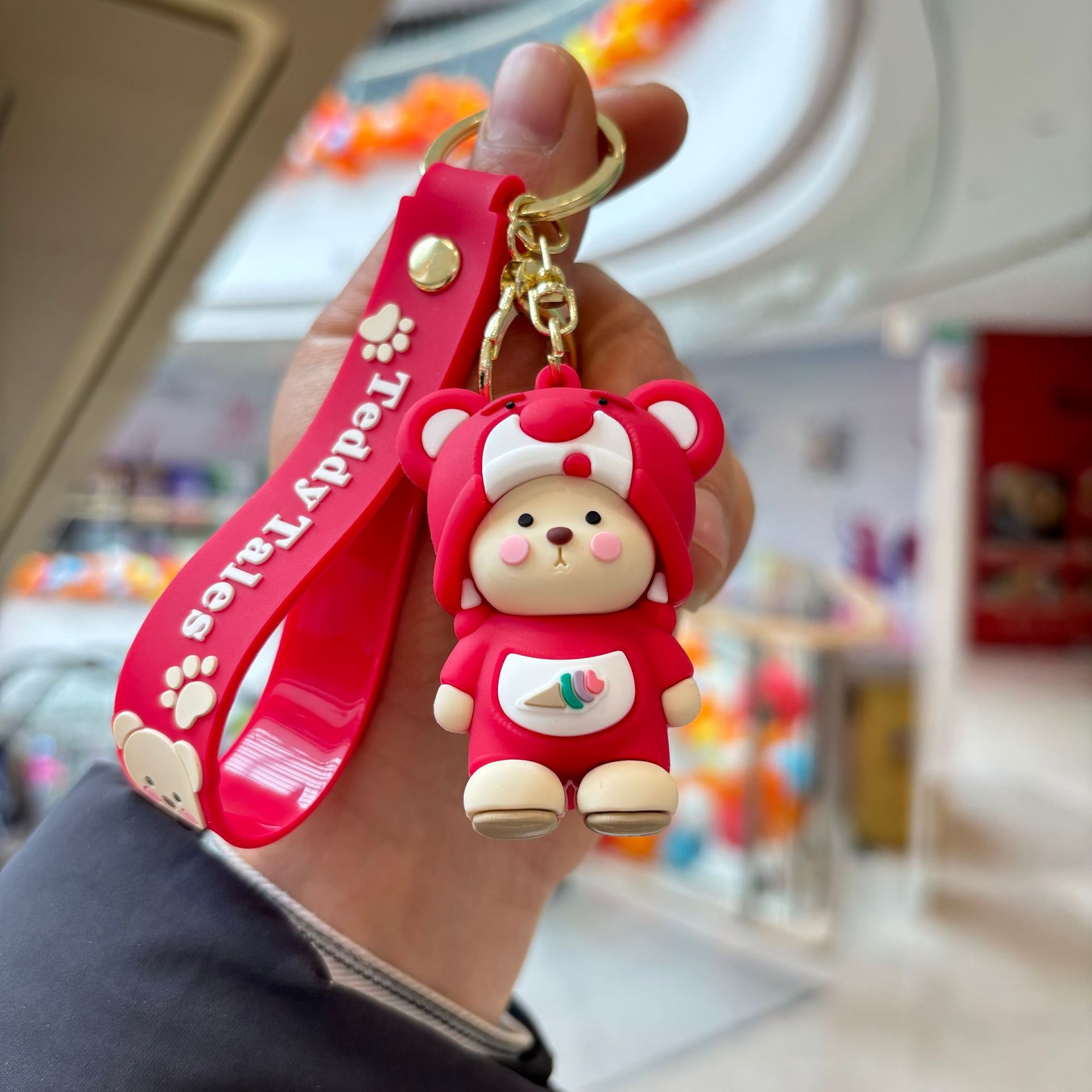 Dibujos animados modificado oso de peluche llavero colgante llavero muñeca mochila coche llavero bebé captura máquina pequeño regalo