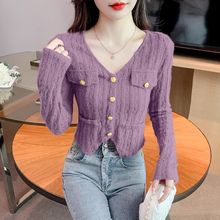 韩版潮流洋气领长袖镂空蕾丝衫女秋季新款修身气质百搭开衫上衣