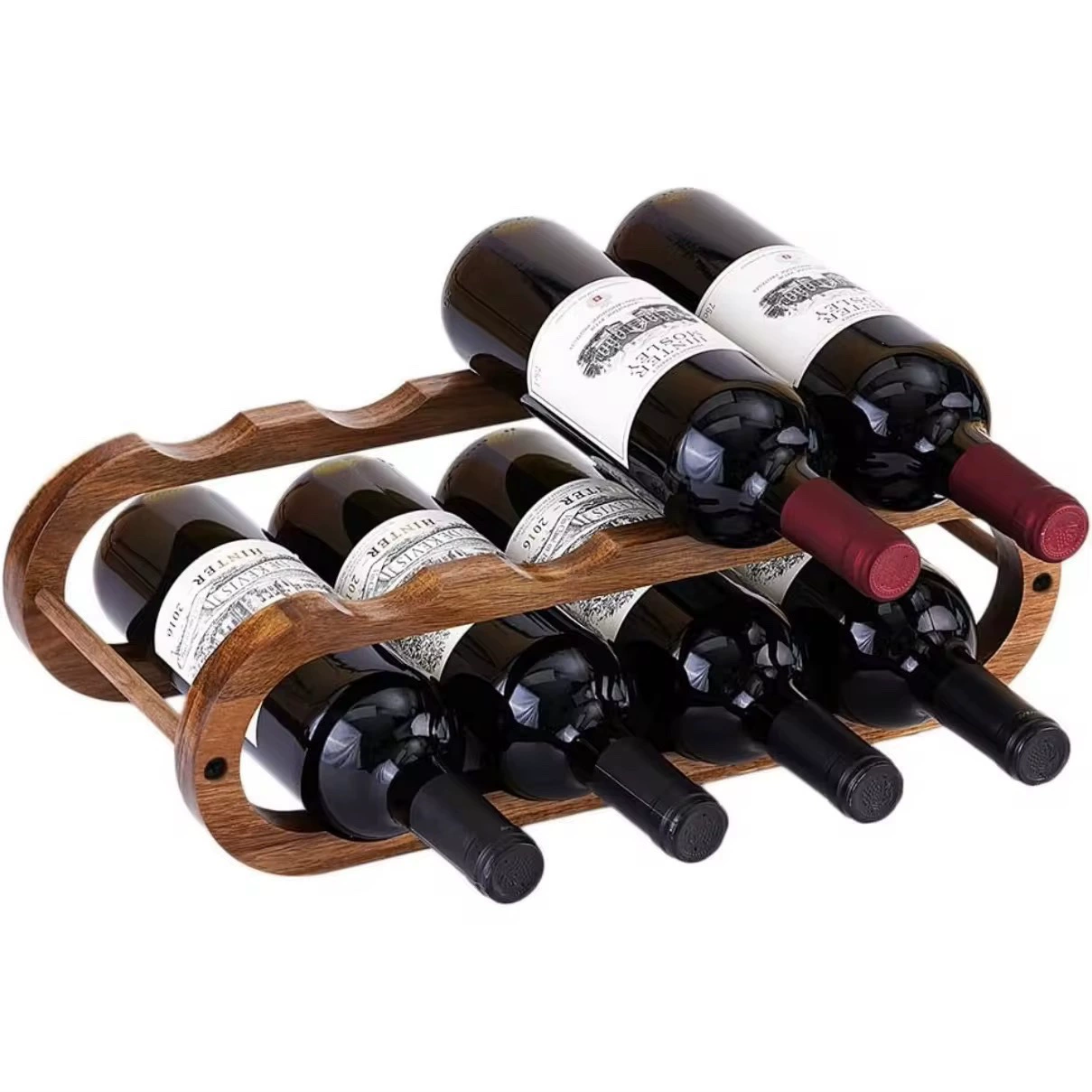 Ретро двухслойные украшения для красного вина из цельного дерева, настольная подставка для домашнего красного вина, винная стойка