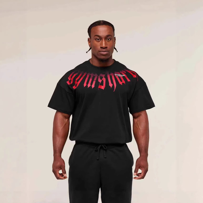 Gymshark Power T-Shirt Fitness Sports Short-Sleeved Loose Fit Stretch Cotton T-Shirt for Men Cross-Border