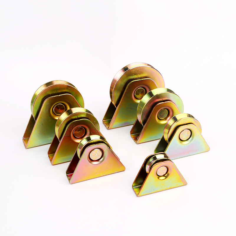 Polea de riel trapezoidal con rodamiento único, rueda plana de hierro fundido image 5