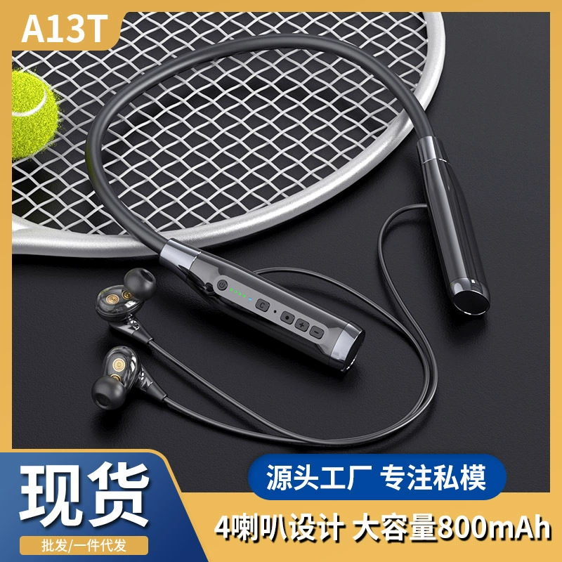 A13T Four-Speaker Bluetooth Headset Neck Hanging New Private Model Cross-Border Hot Model Wireless In-Ear Sports Bluetooth