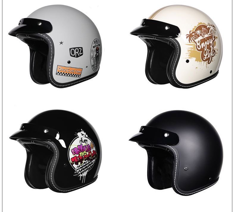 Motorcycle Safety Helmet for Men and Women, 3C Certified 3/4 Helmet, Retro Half Helmet, Motorbike Helmet, Suitable for All Seasons, Can Be Equipped with Bluetooth Headphones