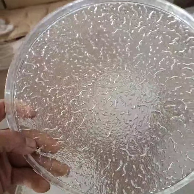 シンプルなスタイルの食器の丸い透明なガラスの皿の平盤の雨の糸の皿の創意の料理の皿のお菓子は皿の特色の食器を並べます。|undefined