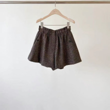 1天2025冬季新韩国东大门OU*CE宽松气质松紧腰撞色格子小香风短裤