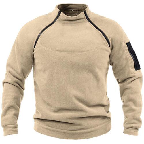 O'Malley Stand Collar Men's Sweatshirt Fleece Spring and Autumn Loose Solid Color Outdoor Warm Breathable Tactical Top