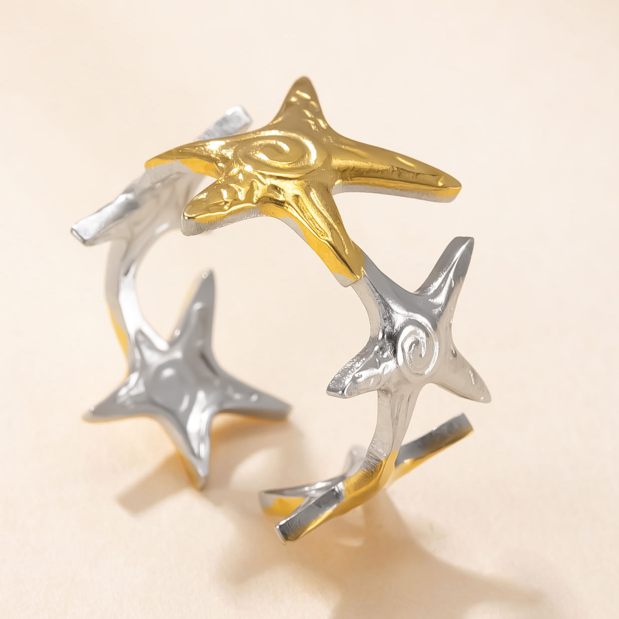 Nuevo anillo de acero inoxidable transfronterizo Flor hidráulica Amor Anillo a juego de colores Diseño de nicho Personalidad Fábrica de joyas de acero de titanio image 18