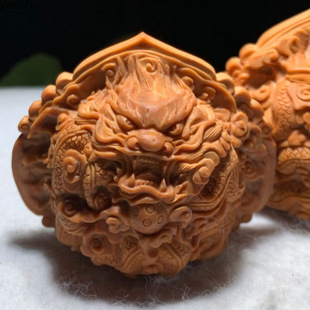 Nine Dragon Play Pearl Pure Natural Walnut Large Size 50mm Lion Head Carving Four Buildings Fine Card Wen Play Peach Kernel Boutique