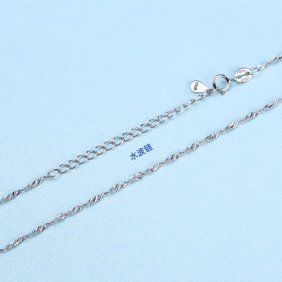 40CM + 5CM clavicle Necklace 925 Sterling Silver Jewelry Waves cross Gypsophila Bare chain DIY With single-stranded