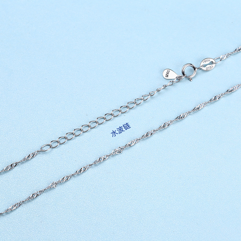 40CM + 5CM clavicle Necklace 925 Sterling Silver Jewelry Waves cross Gypsophila Bare chain DIY With single-stranded