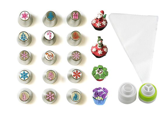 Russian piping nozzle snowflake Christmas tree holly leaves squeeze nozzle Christmas cup cake dessert decoration nozzle