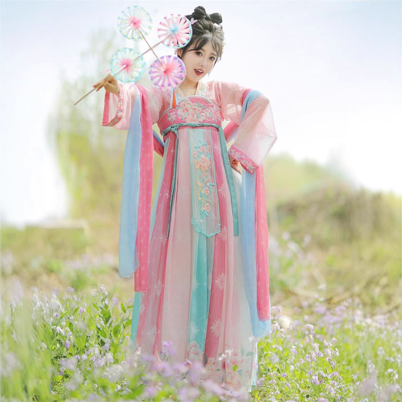 Spring and Summer New Tang Style Hanfu Women's Embroidered Yuru Chest Skirt Daily Han Element Elegant Ancient Suit Cute Princess