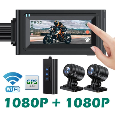 Cross-border motorcycle driving recorder HD 1080 touch 3.16 inch WiFi front and rear dual recording locomotive recorder (Motorcycle driving recorder) - standard-configuration-dual-recording-wifi-built-in-gps