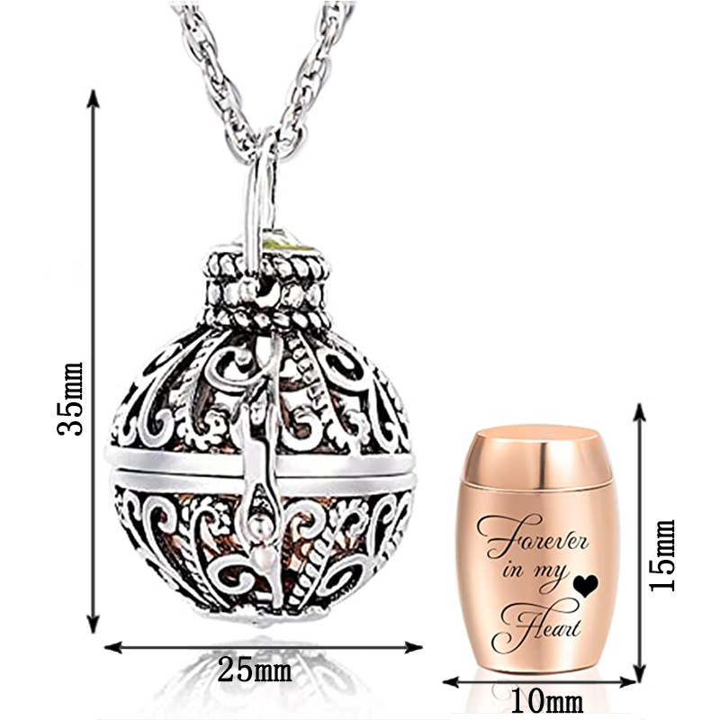 Deseo de la venta caliente de acero inoxidable vintage hueco hueso ceniza colgante para siempre en mi corazón hueso ceniza tarro
