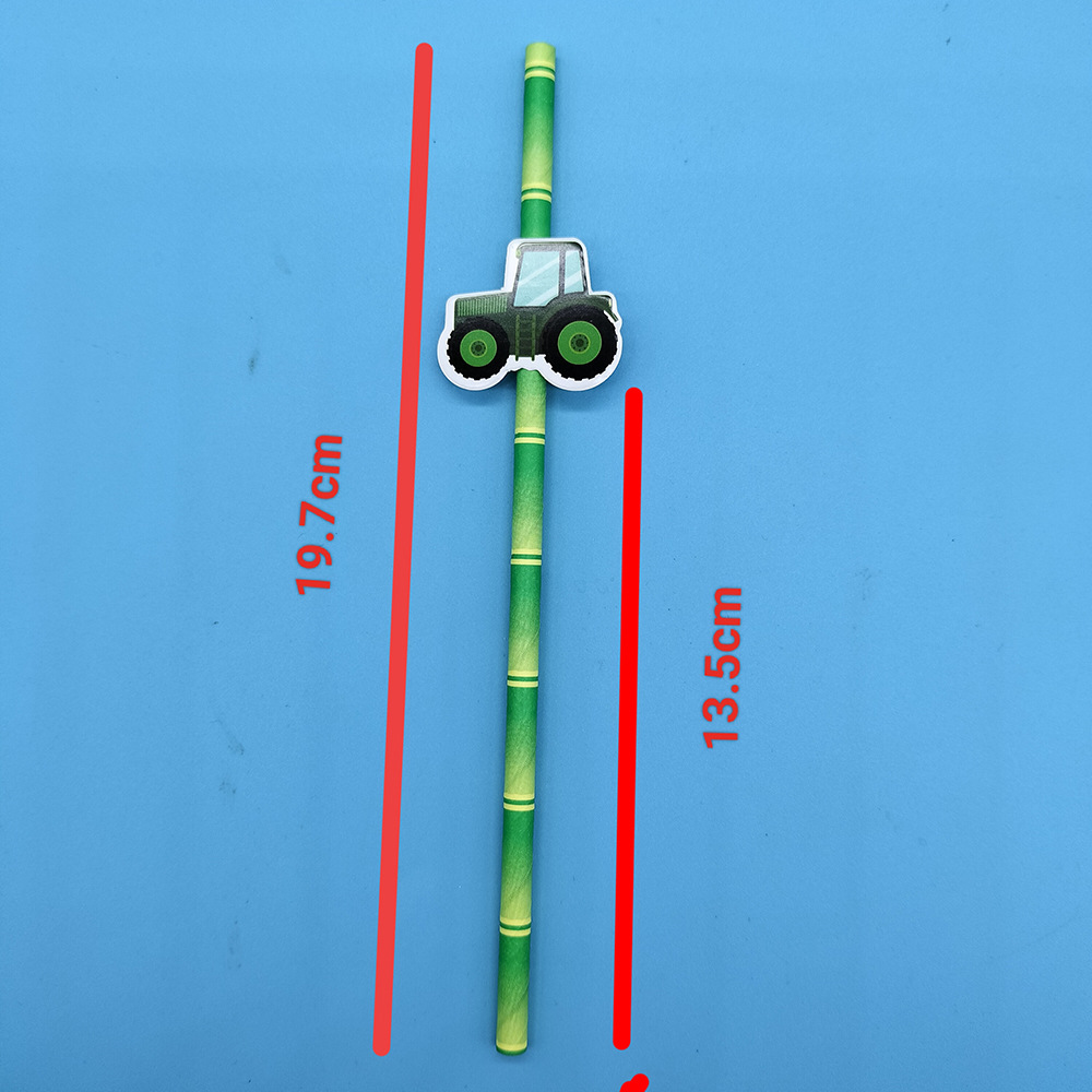 Internet celebridad paja té verde bambú verde Tarjeta de papel paja desechable postre degradable fiesta leche té paja