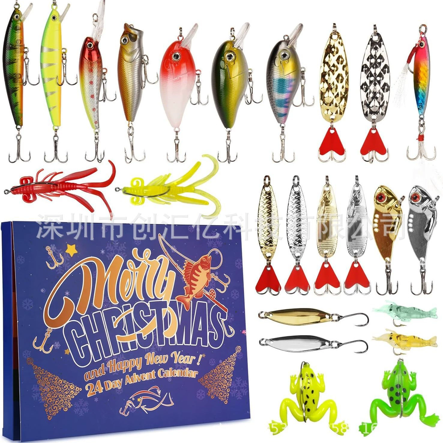 Новый трансграничный рыболовный набор, слепая коробка с праздничным календарем, рождественский подарочный набор для творческих любителей рыбалки