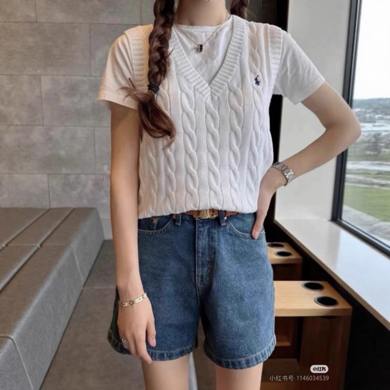 Cross-Border Autumn and Winter V Neck Twist Vest Pony Embroidered Logo Rl Ralph Lauren Polo Cable Knitted Vest