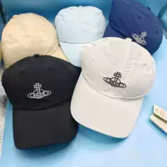 New Vivienne Westwood Saturn Embroidery Baseball Cap Distressed Hat Unisex Adjustable Sun Protection Duckbill Cap Sun Hat