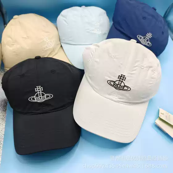 New Vivienne Westwood Saturn Embroidery Baseball Cap Distressed Hat Unisex Adjustable Sun Protection Duckbill Cap Sun Hat
