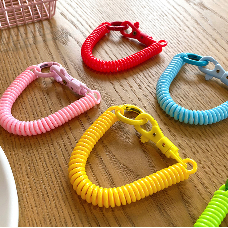 Candy-Colored Spring Rope Stretch Elastic Rope Card Holder Handle Lanyard Key Holder School Bag Strap Access Control Anti-Lost